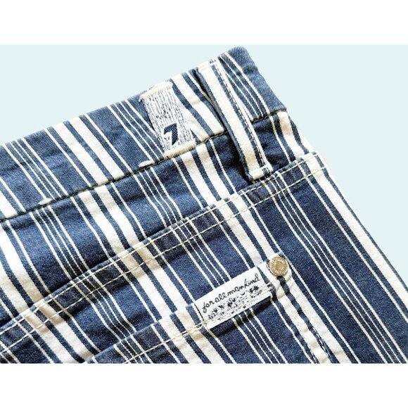 7 FOR ALL MANKIND White and Blue Striped Mid Rise Skinny Ankle Jeans Size 30 - Picture 6 of 8